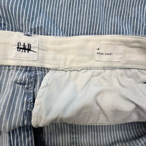 🛍️2 for $25 Sale🛍️Gap Womens Shorts‎ 8 Blue White Stretch Chino Striped Casual - Picture 9 of 10